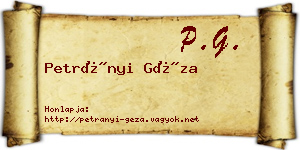 Petrányi Géza névjegykártya