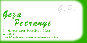 geza petranyi business card